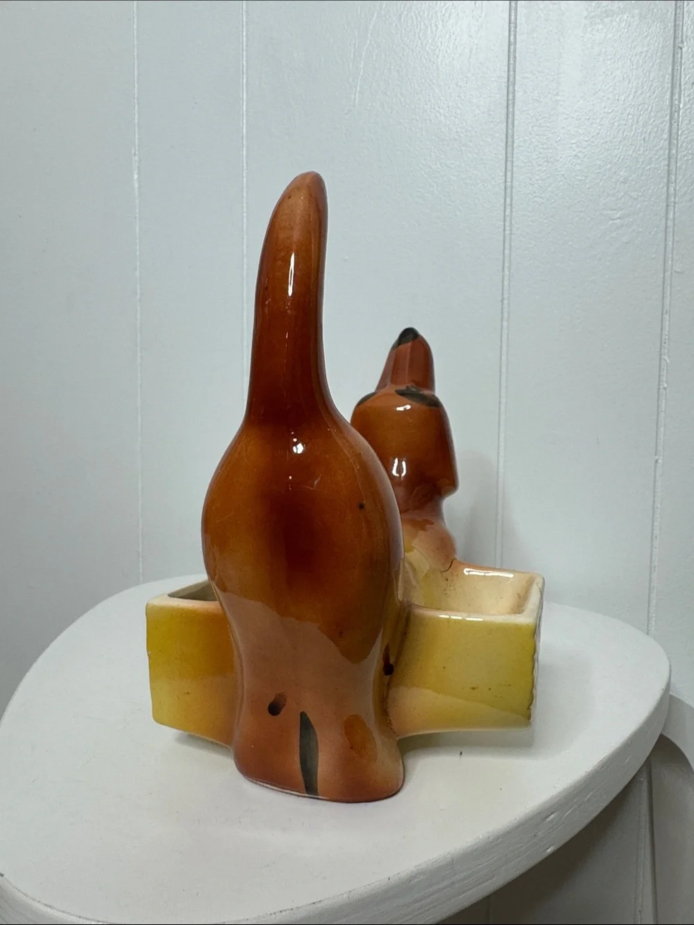 Vintage ceramic weiner dog planter bowl decor